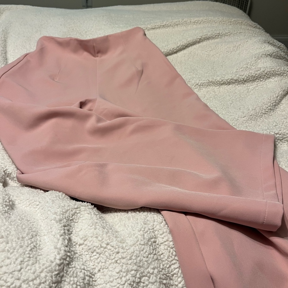 Chic Pink Wide Leg Women's Pants